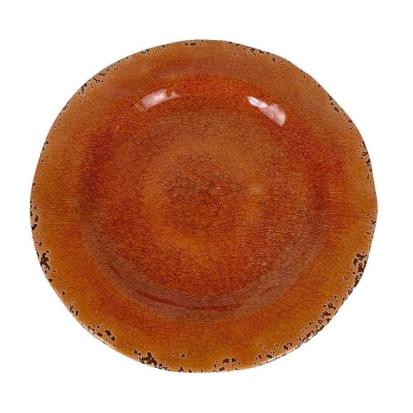 Pier 1 Carmelo Salad Luncheon Plates Set of 4 Orange Crackle Melamine Rustic - Picture 3 of 6
